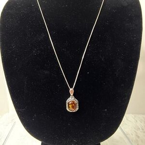 Amber Sterling Silver Necklace